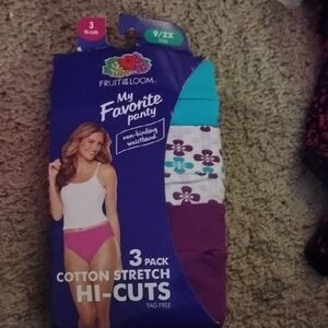 Fruit of the Loom Cotton Stretch Hi-Cuts 3 Pack - Purple, Turquoise, Floral